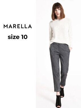 MARELLA Sport Charcoal Gray Cuffed Ankle Tailored Trousers